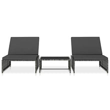 vidaXL - Lettino prendisole 2 pezzi, con tavolo in polyrattan, colore: Grigio