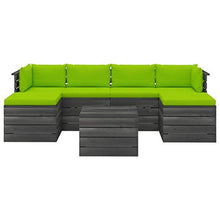 FAMIROSA Set Divani da Giardino su Pallet 7 pz con Cuscini Massello Pino-1982