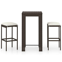 vidaXL Set Bar da Giardino 3 pz con Cuscini Polyrattan Marrone