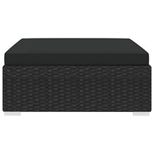 Poggiapiedi Modulare 1 pz con Cuscino in Polyrattan Nero
