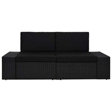 OUSEE Divano Modulare a 2 Posti in Polyrattan Nero