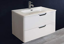OrionShop Mobile Bagno Sospeso Gemini da 80cm Bianco con Lavabo Specchio e Lampada LED Inclusi