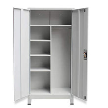 Armadio Armadio in acciaio con 6 scomparti e 2 ante per ufficio e scuola, grigio 90 x 40 x 180 cm