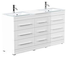 Mobile bagno a terra Vitro Modern con lavabos in vetro bianco lucido