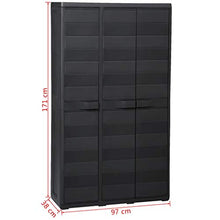 Armadietto da Giardino,Armadio Alto da Esterno in PP,Armadio per Esterni a 3 Porte e 4 Ripiani Regolabili Ventilati, Armadietti e Credenze di Alloggiamento da Giardino,97 x 38 x 171 cm,Nero