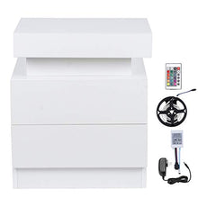 HYM Comodino A LED Coloful LED Bedsideside-Table Grande capacità Armadio con 2 Cassetti per Camera da Letto