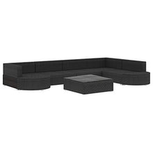 vidaXL Set Divani da Giardino 8 pz con Cuscini Foderati Lavabili Modulare Leggero Elegante Arredi da Esterno in Polyrattan Nero Telaio in Acciaio