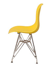 Sedia da pranzo in plastica modellata con base in metallo e gambe in acciaio per soggiorno, camera da letto, sala d'attesa, ufficio, caffè, reception, set da 4 (giallo)