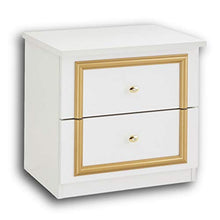 Pol-Power Claudia-Comodino in Stile Barocco con 2 cassetti, Bianco/Oro, 51,5 x 48 x 39 cm