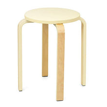 GOPLUS Sgabello tondo impilabile con custodia morbida in PU, sgabelli da bar, sedia impilabile con gambe curve di betulla, sgabelli antiscivolo impilabili, 4 sedie per casa e ufficio, Beige