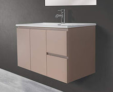 OrionShop Mobile Bagno Sospeso Ariete da 80cm Tortora Opaco con Lavabo Specchio e Lampada LED Inclusi