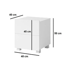 DOMTECH - Comodino per camera da letto, comodino bianco lucido, tavolino in legno con cassetti, armadio per camera da letto, armadio per lampade, credenza, bianco