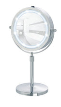 WENKO LED Specchio da appoggio Lumi - ingranditore 5x, superficie specchiante ø 17.5 cm 500 % ingrandimento, Acciaio, 21 x 38-49 x 13.5 cm, Cromo