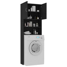 Festnight Mobile per Lavatrice, Mobiletto per Bagno in Truciolato Nero 64x25,5x190 cm