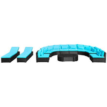vidaXL Divano da Giardino in Polirattan Blu Divani Tavolo Sdraio con Cuscini