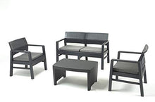 Dmora Salottino per Interno ed Esterno Composto da: 2 poltrone, 1 Divano a Due posti e 1 tavolino, con 8 Cuscini, Made in Italy, Antracite