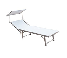 Mediawave Store Lettino Prendisole Alluminio con Parasole Luxurious Beach 180X60X40 cm Bianco