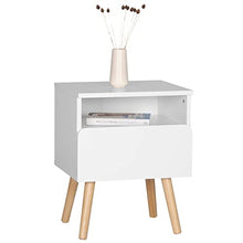 WOLTU TSR58ws Comodino Bianco con Cassetto Comodini da Notte Organizzatore da Letto in Legno