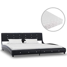 SKM Letto con Materasso Nero in Similpelle 180x200 cm (54.75kg)