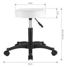 LANGRIA Sgabello Girevole Senza Schienale con Sedile Imbottito Rotondo in Altezza Regolabile per Studio, Ufficio, Bar, Salone da Parrucchiere (Bianco)