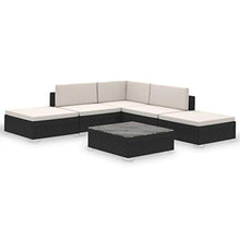 vidaXL Divano da Giardino Set 15 pz in Polirattan Nero Sofa con Cuscini Tavolo