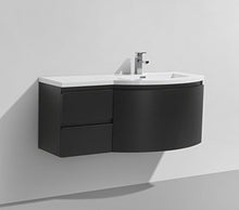 Mobile da bagno LAURANCE 1200, nero opaco - armadietto a specchio e specchio a scelta, Specchio:Senza specchio, Versione:Lavabo a destra
