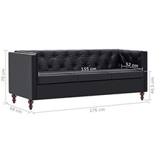 vidaXL Divano Chesterfield a 3 Posti Similpelle Nero Moderno Arredo Casa Sofa