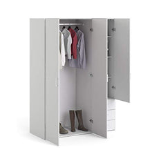Dmora Armadio Guardaroba Ante battenti e Tre cassetti, Colore Bianco, 115 x 49 x h175 cm