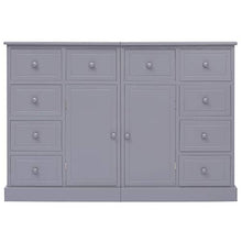 SKM Credenza con 10 Cassetti Grigia 113x30x79 cm in Legno (24.35kg)
