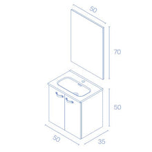 Amizuva Aneko Mobile Bagno, Legno, Grigio sabbiato, 50 x 50 x 35