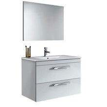 Bagno Italia Mobile arredo bagno sospeso moderno cm 80 con 2 cassettoni lavandino e specchio inclusi bianco o cemento