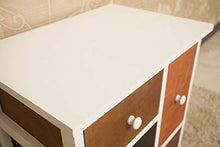 Rebecca Mobili Mobiletto colorato in Legno 4 cassetti, MDF/Paulownia, Marrone Bianco, 47x33x52 cm