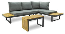 Set Salotto da Giardino Divano Modulare e Tavolino in Alluminio e Legno Dafne Antracite
