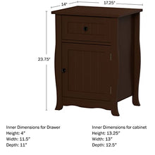 Lavish Home Accent Table- Storage Drawer & Cabinet, Dark Brown