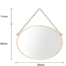 Specchio Appeso, 25 x 25 cm Rotondo Specchio per Il Trucco del Bagno Cornice in Ottone con Catena sospesa [Dimensioni ridotte]