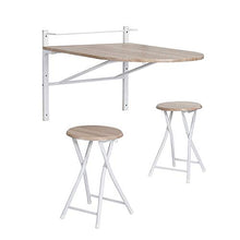 Homy Casa tavolo pieghevole oblungo da parete, realizzato in legno, ideale per colazione e cena, con sgabello pieghevole incluso, color faggio