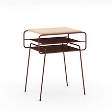 AINIYF Comodino in Ferro battuto con Piano in Legno massello e Gambe in Metallo. Comodino Comodino con ripiano (Color : Brown)