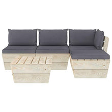 FAMIROSA Set Divani da Giardino su Pallet 5 pz con Cuscini Legno Abete-3456