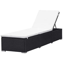 UnfadeMemory Lettino Prendisole con Cuscino in Polyrattan Nero