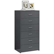 FAMIROSA Credenza con 6 Cassetti Grigio Lucido 50x34x96 cm in Truciolato