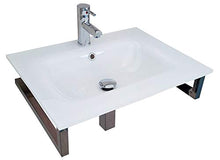 Lavabo in Cristallo Extrachiaro Verniciato Bianco cm 60x46 con Supporto in Acciaio Inox