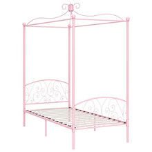vidaXL Letto a Baldacchino Rosa in Metallo 90x200 cm