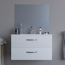 Mobile bagno SOSPESO 80 cm con lavabo in ceramica e specchio con cassetti BIANCO LINDA 8280