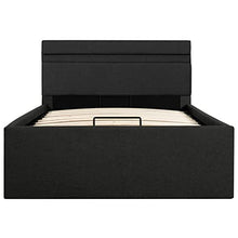 vidaXL Giroletto Idraulico con Contenitore e LED Salvaspazio Robusto a Doghe Letto Imbottito Struttura Telaio Grigio Scuro in Tessuto 100x200cm