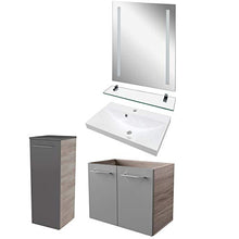 FACKELMANN - Set di 5 mobili da bagno Lima con lavabo in ghisa, 60 cm e specchio da bagno a LED