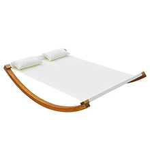 Outsunny Amaca da Giardino con Struttura in Legno, Lettino in Cotone per 2 Persone con Cuscini, 200x150x45cm Bianco