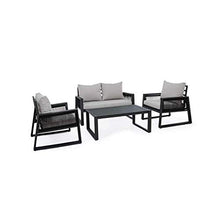 Bizzotto Set4 Salotto Captiva Nero con Cuscini Lh33 cod. 0662596