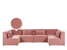 Beliani Moderno Divano 6 Posti Forma U in Velluto Colore Rosa Lemvig