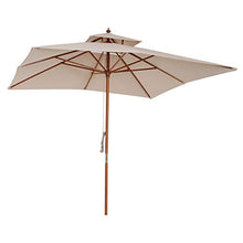 Outsunny Ombrellone da Giardino e Terrazza 3 x 3m, 8 Stecche in Bamboo Copertura Parasole a 2 Livelli, Beige
