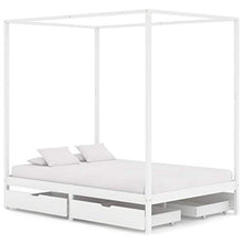 SKM Giroletto con Baldacchino 4 Cassetti Bianco in Pino 140x200 cm